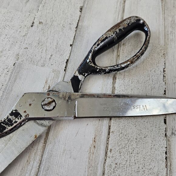 Vintage Wiss Inlaid No. 22W 12-1/2" Long Scissor Upholstery Fabric - Picture 4 of 7